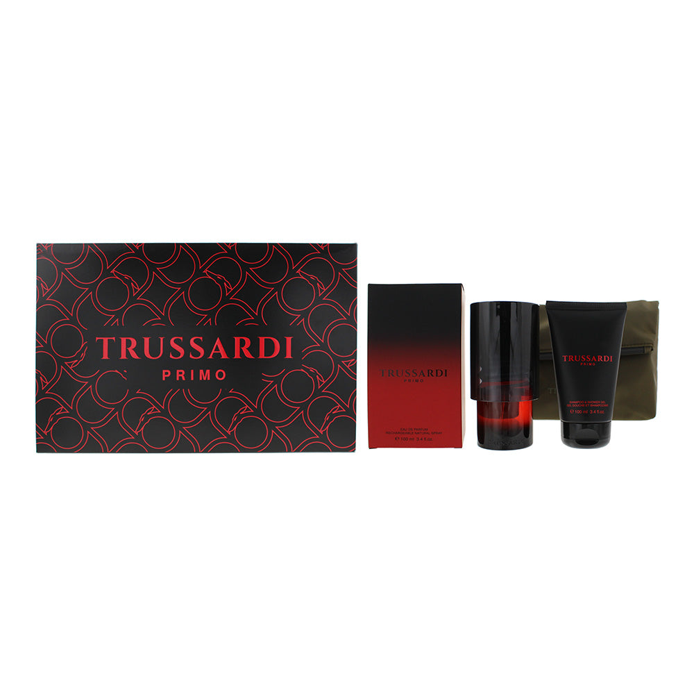 Trussardi Primo Gift Set 100ml Eau de Parfum  + 100ml Shower Gel + Pouch  - Glow Empire