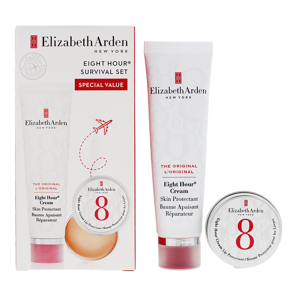 Elizabeth Arden Eight Hour Cream Gift Set 50ml Skin Protectant + 14ml Lip Protectant  - Glow Empire
